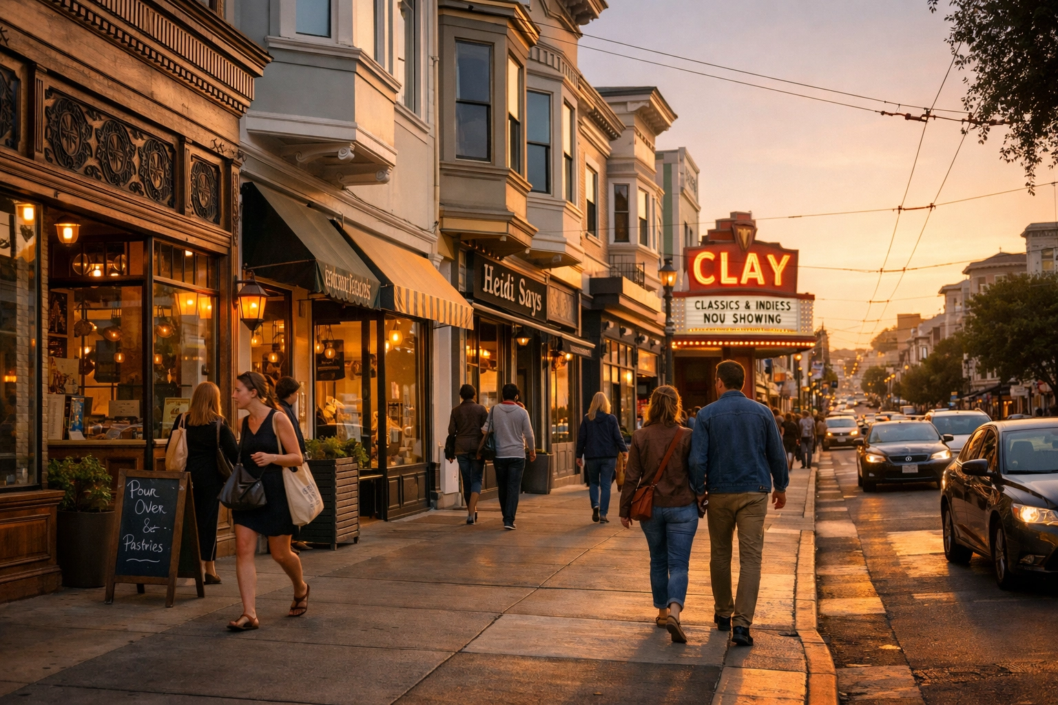 Upper Fillmore Street corridor in Pacific Heights showing neighborhood revitalization