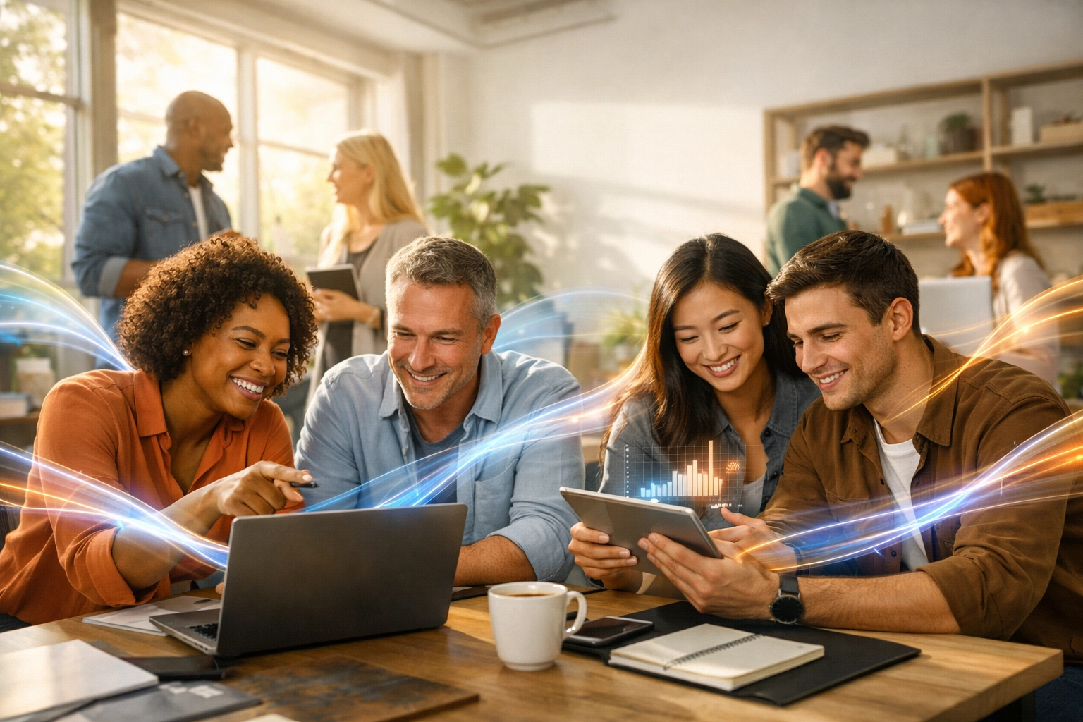 Collaboration entre humains et assistants IA au sein d'une entreprise à la culture AI-Native.