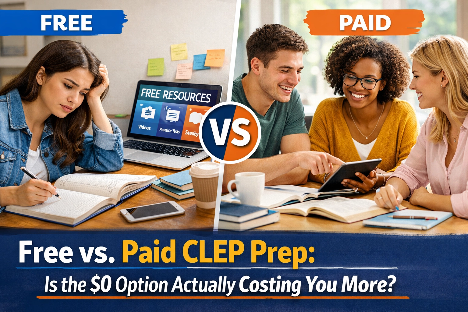 [HERO] Free vs. Paid CLEP Prep: Is the $0 Option Actually Costing You More? (1x1, center safe zone)