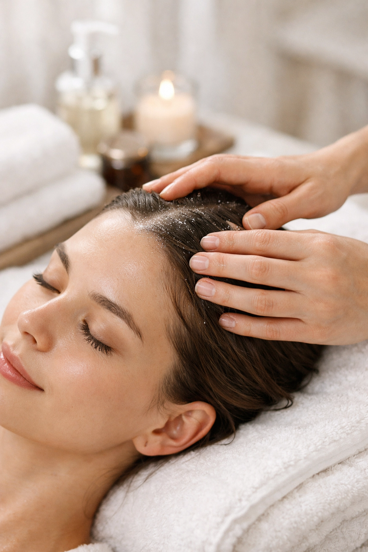 Professional scalp treatment and relaxing massage at a top hair salon in Concord NH.