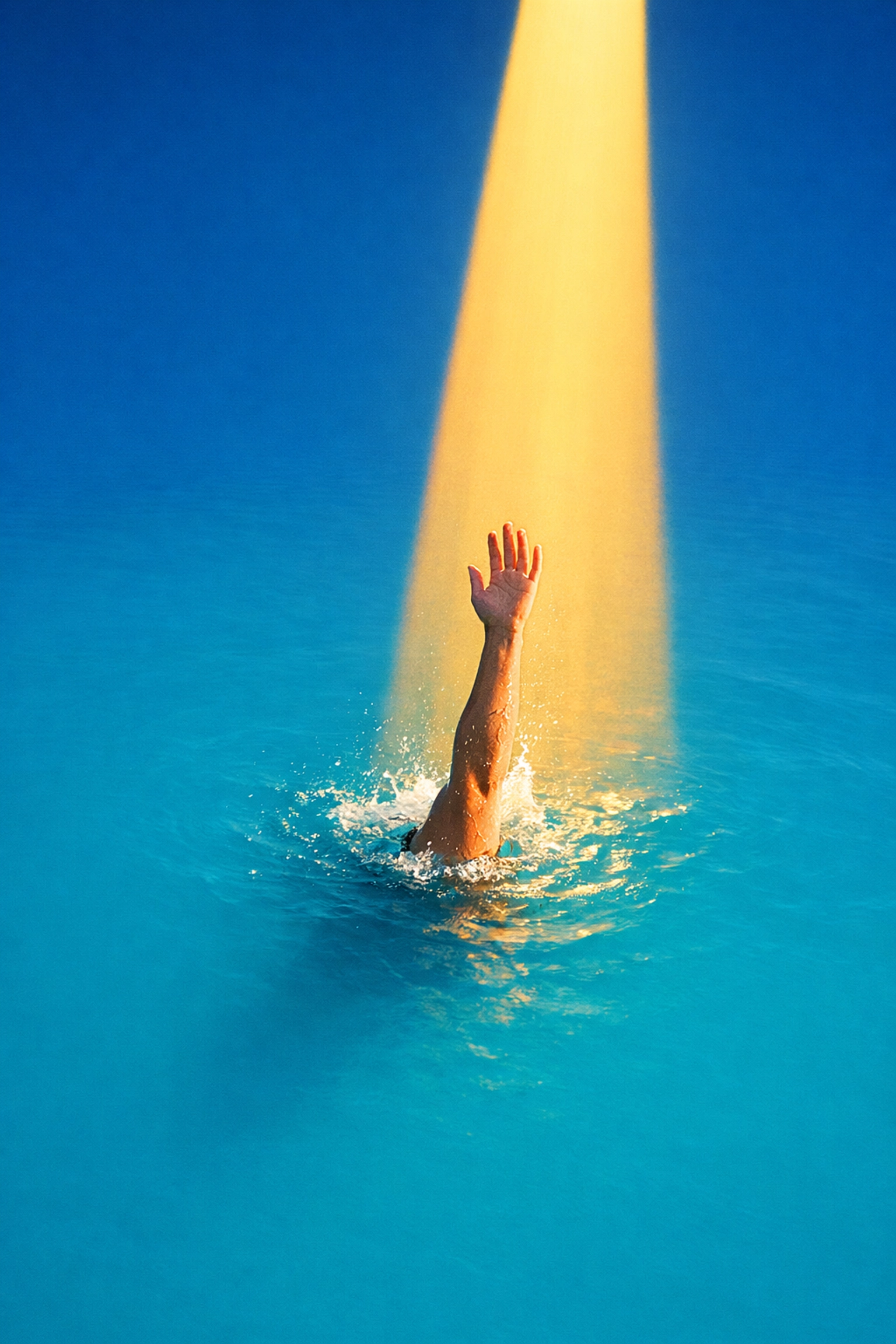 A swimmer reaching for sunlight through water, illustrating the importance of Vitamin D for indoor athletes.
