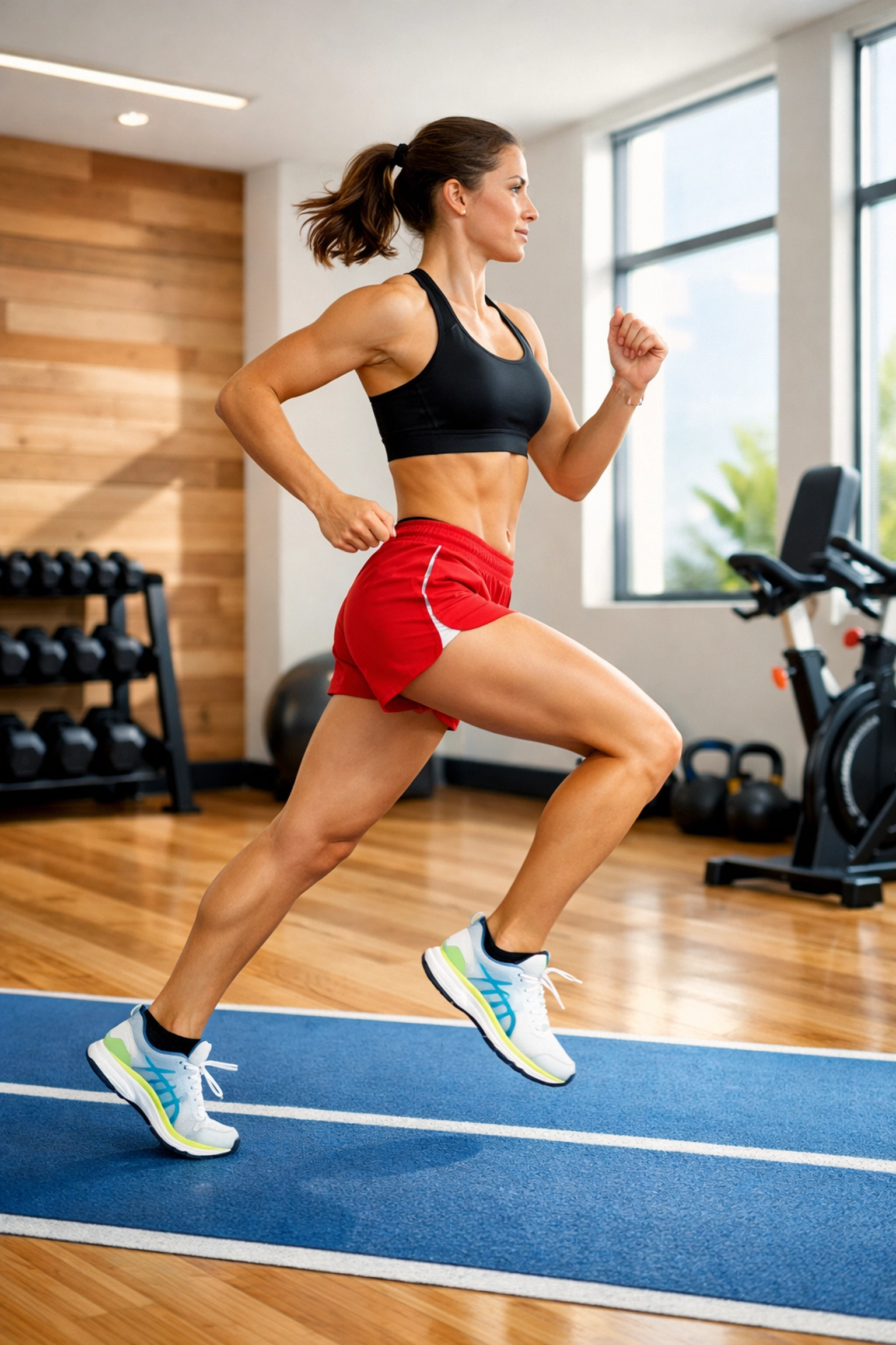Posture correcte pendant entraînement cardio zone 2 en salle de sport à la maison