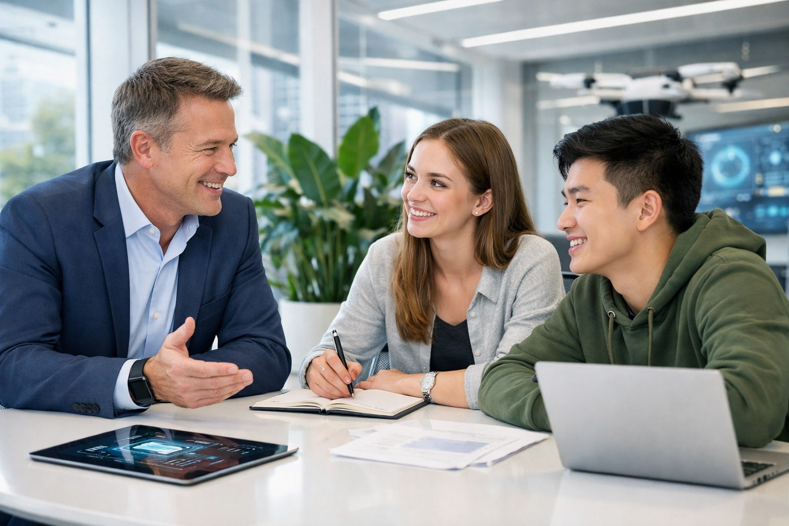 Corporate leader mentoring students in a Future Ready school to align education with workforce needs.