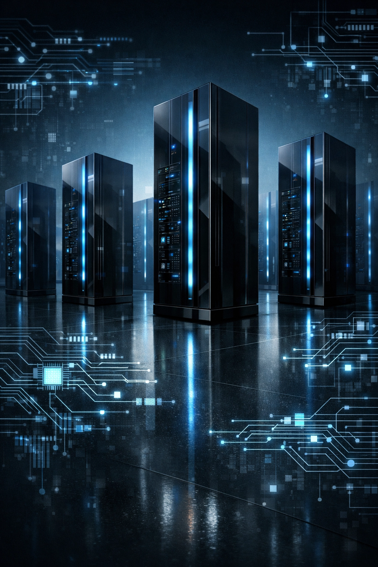 Modern server architecture illustrating deep technical expertise in data backup and recovery.
