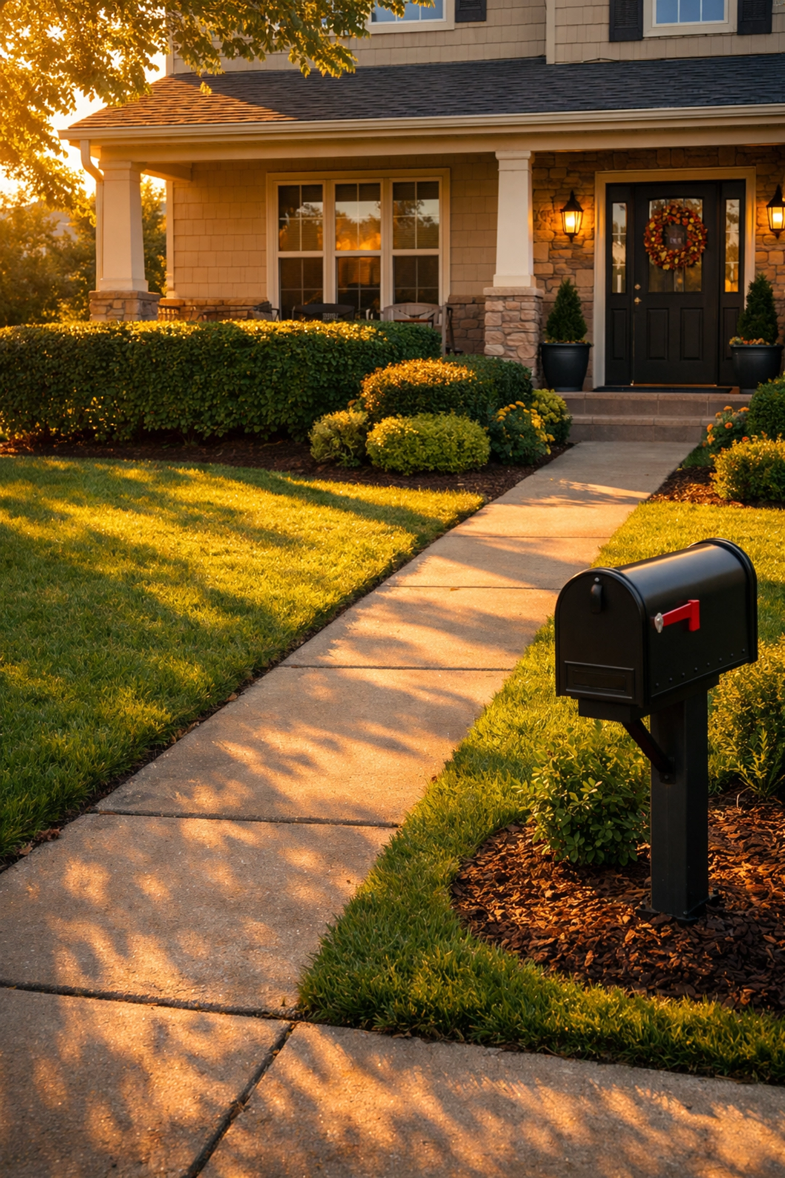 Well-maintained home exterior showing curb appeal from home watch monitoring