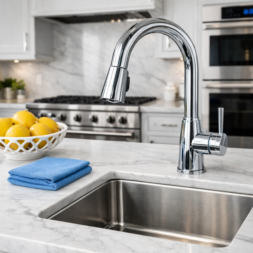 Sanitized luxury kitchen in Dunstable MA, perfect for professional move-in house cleaning services.