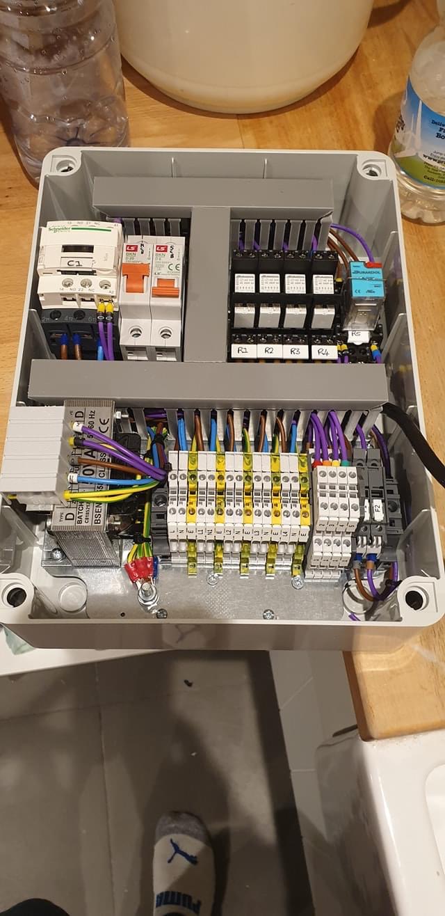 Internal view of a professionally wired electrical control panel