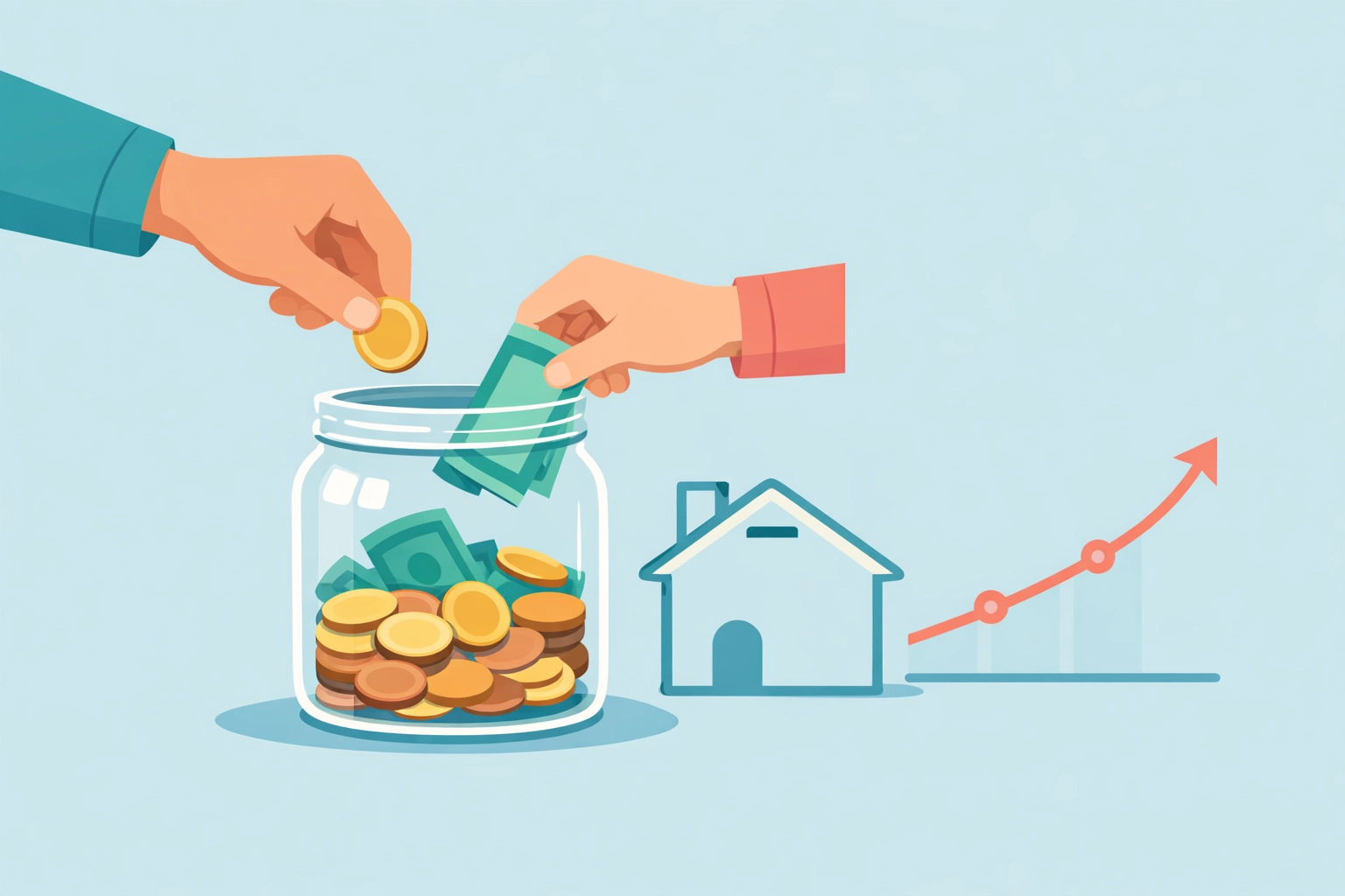 Ahorro familiar para el pago inicial o down payment de una vivienda.