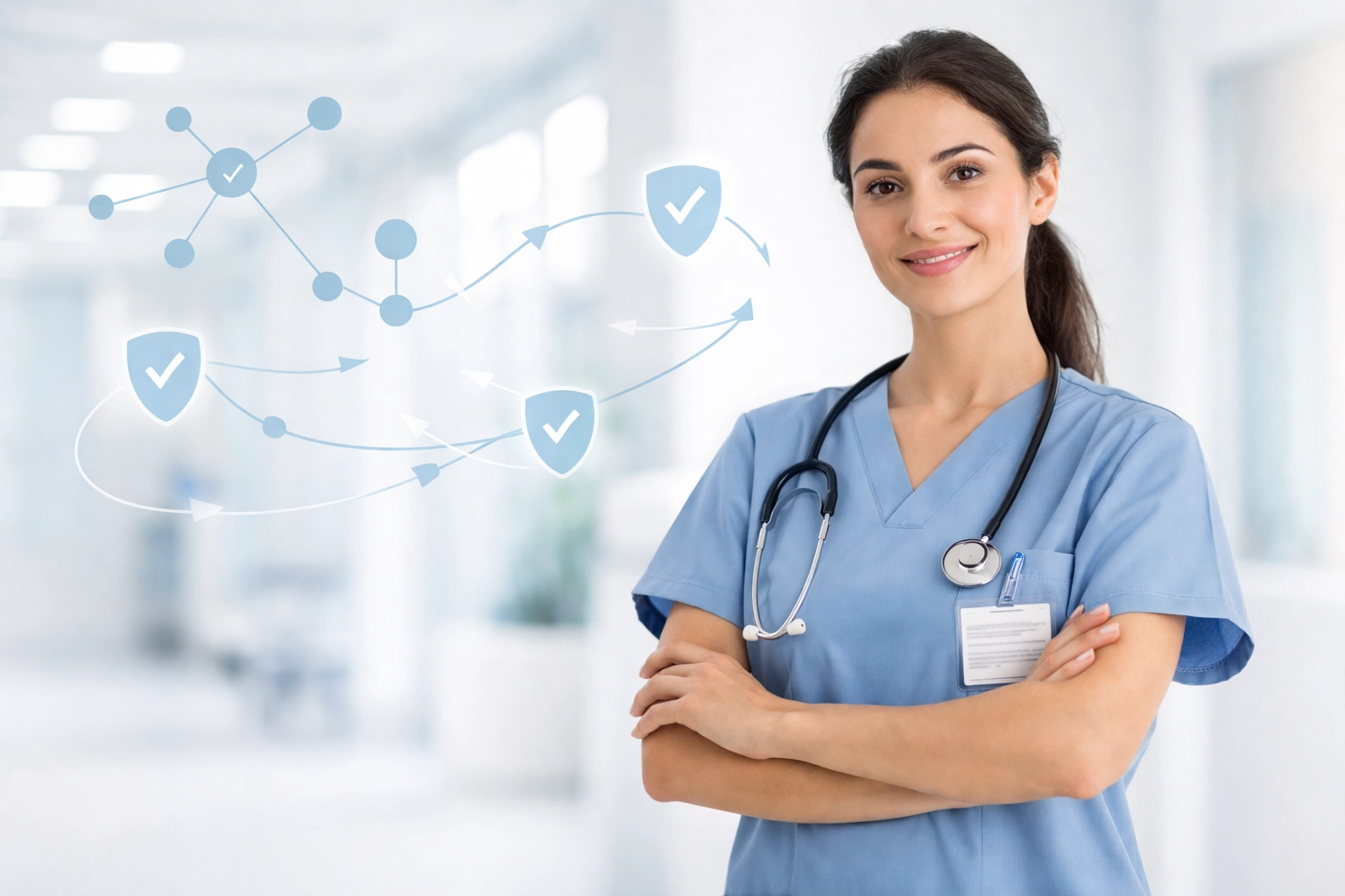 Healthcare professional in modern SNF facility ready for DD214 workflow automation