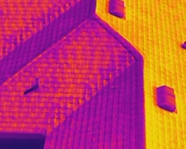 Thermal drone image of building roof