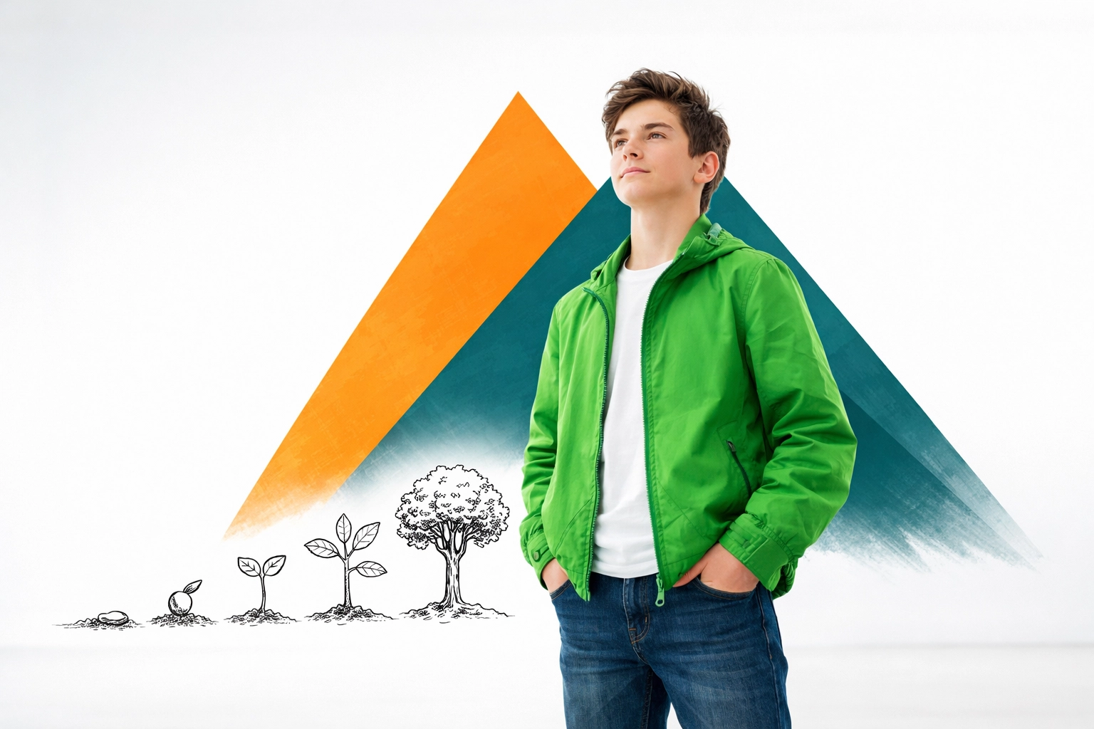 A confident teenager standing tall, representing purpose discovery and growth through life skills training.