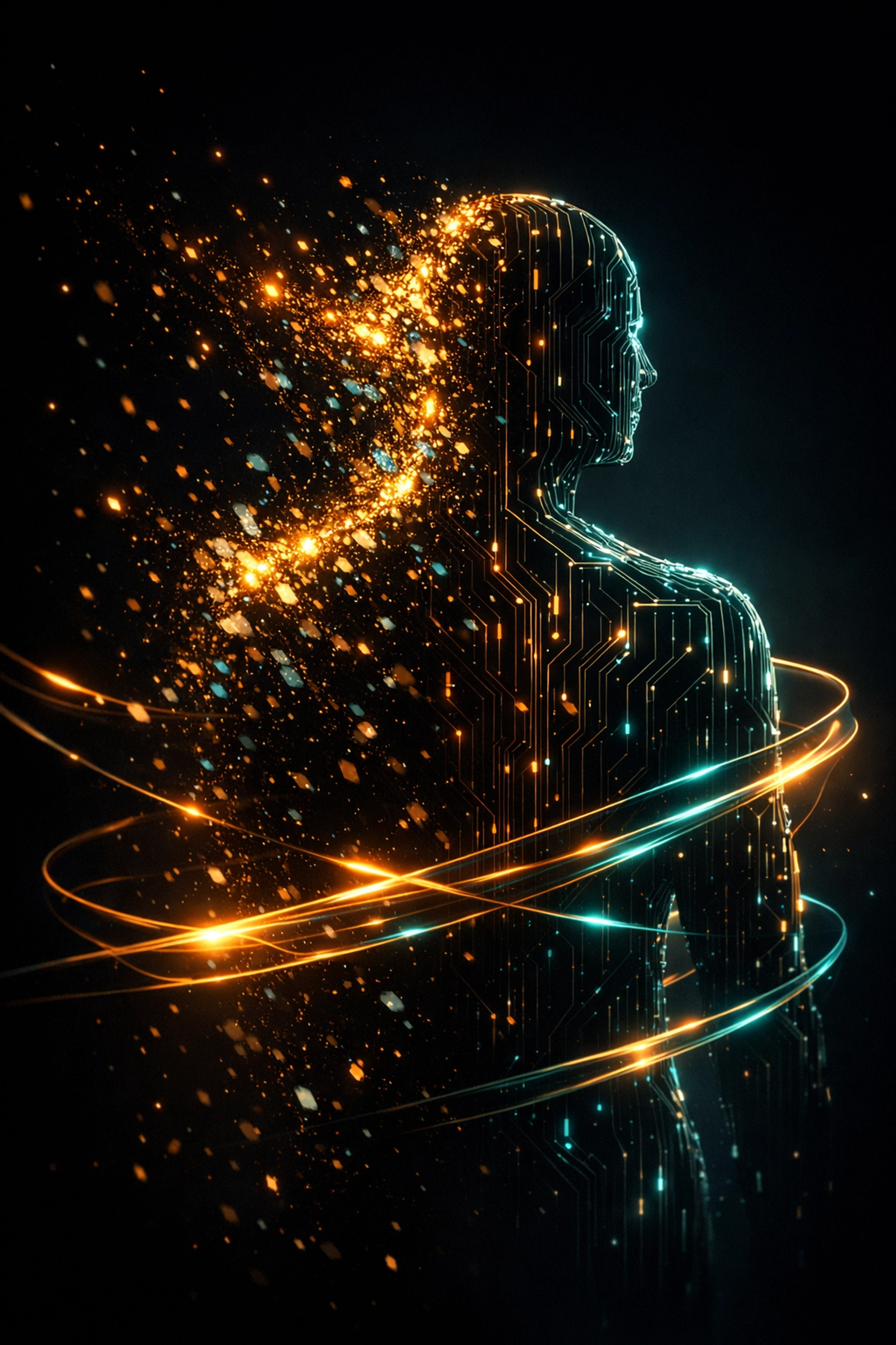 Digital figure breaking apart to symbolise destroyed customer lifetime value from payment issues.