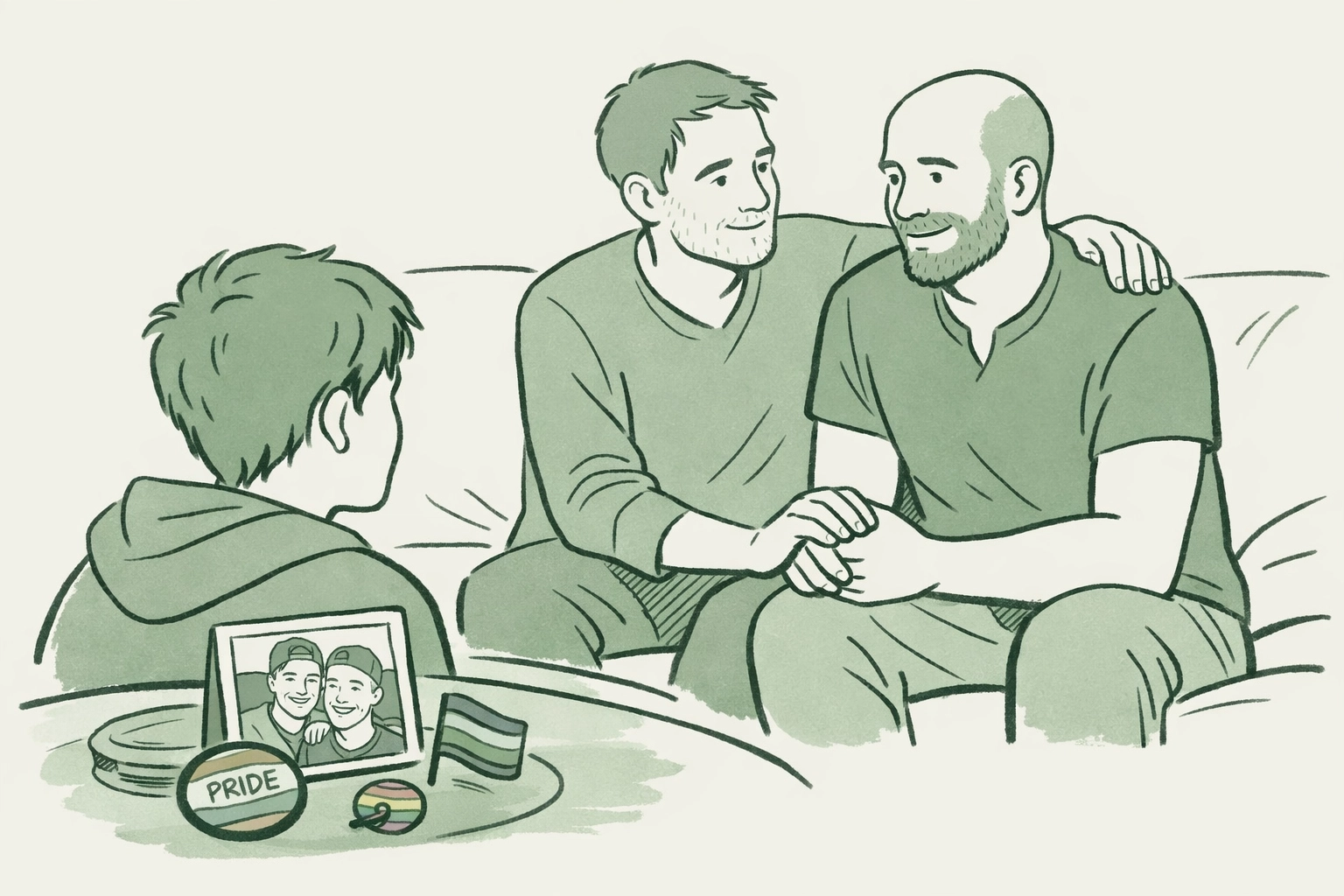 Gay fathers share coming out stories and Pride history with their son