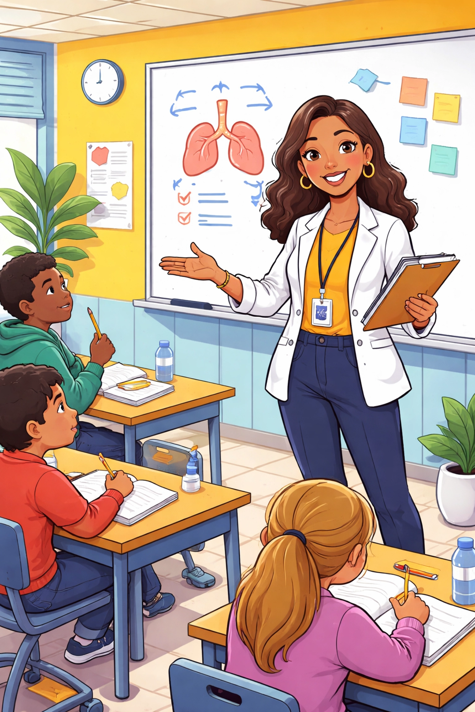 Sandra González, BCBA, enseñando a estudiantes diversos en aula moderna sobre el curso RBT bilingüe