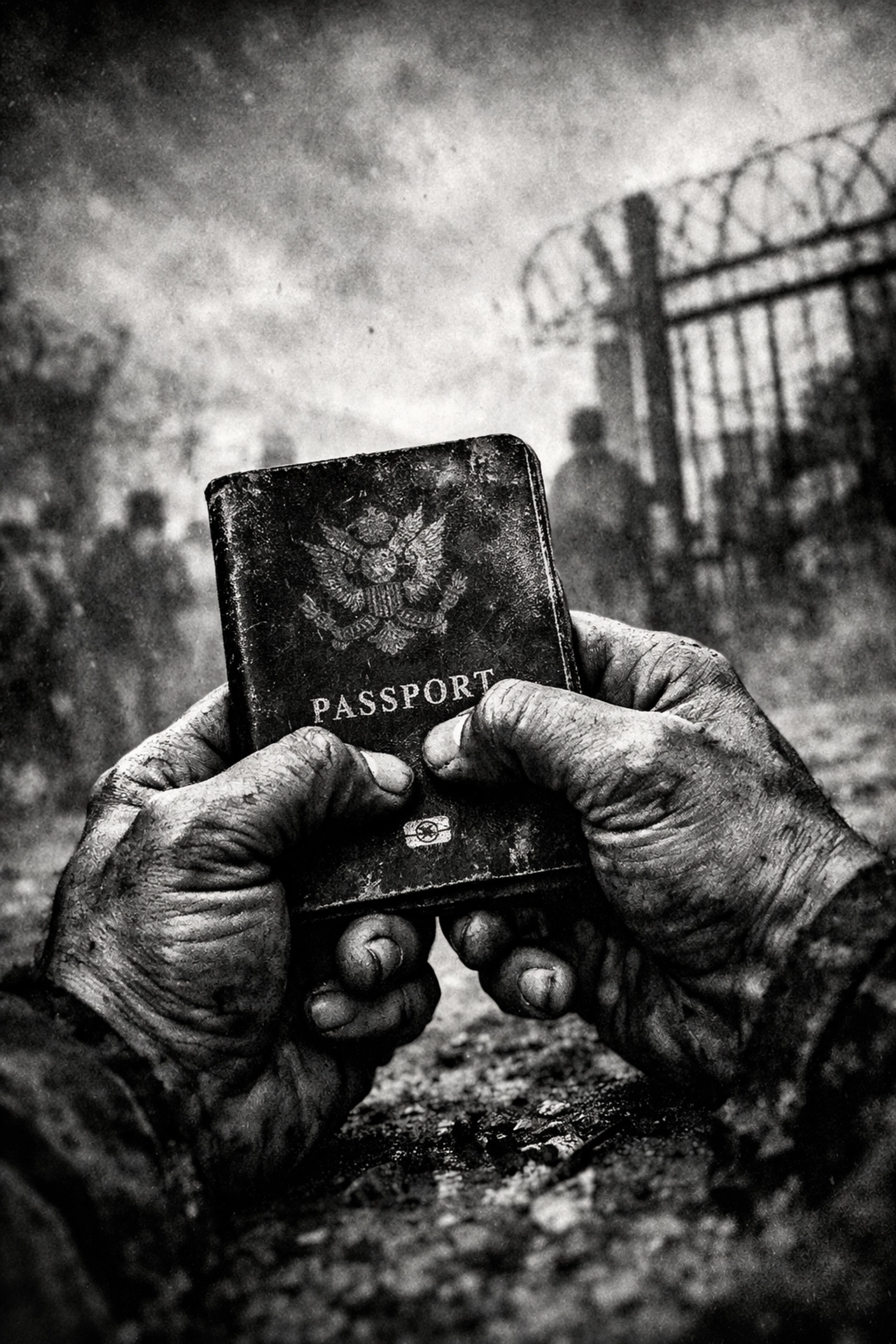 Hands clutching a passport at a border checkpoint, depicting the perilous journey of Afghan LGBTQ asylum seekers.