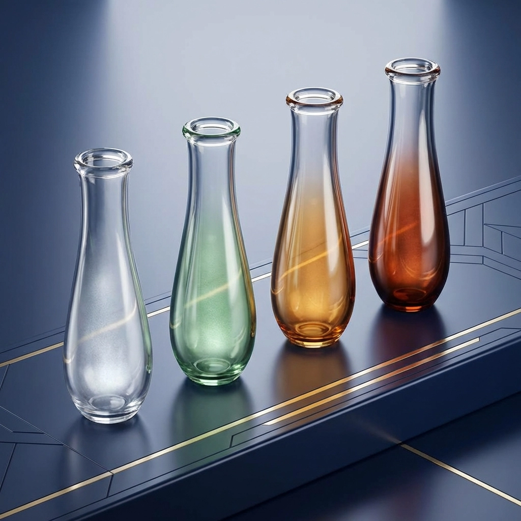 Elegant glass vials represent zinc, magnesium, selenium, and iron, essential minerals for immune health.