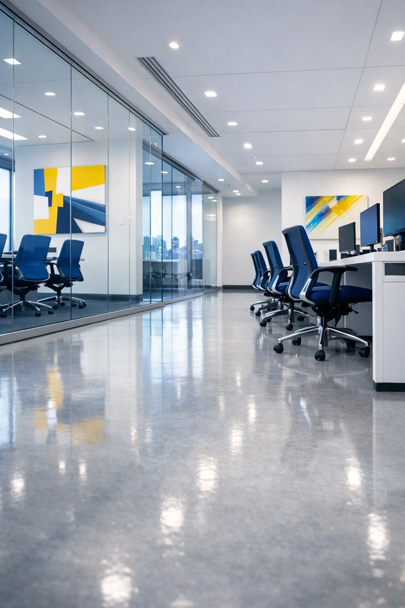 Impeccably clean Boston office suite illustrating high-quality commercial cleaning and janitorial services near me.