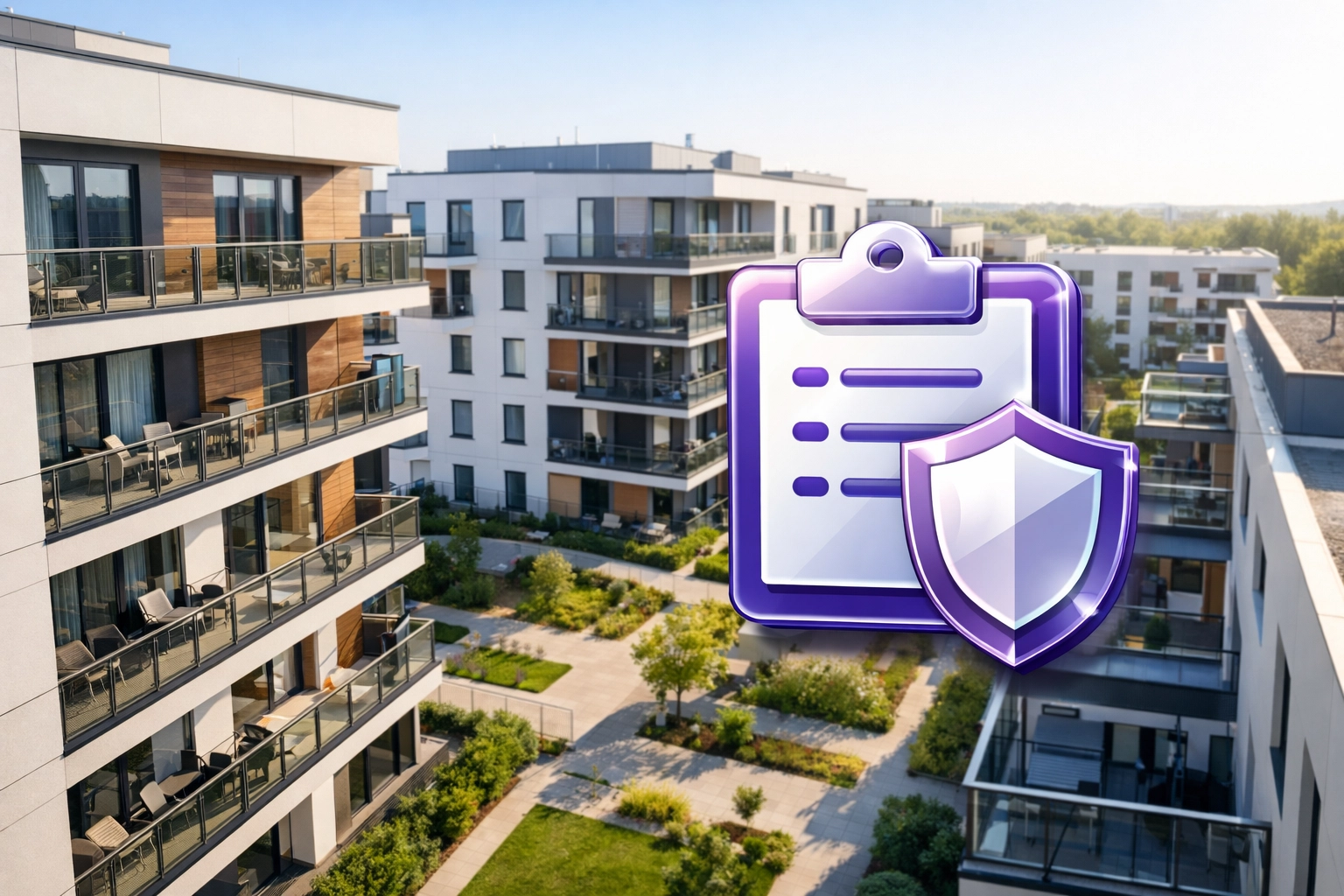 Modern block of flats illustrating professional fire risk assessment and safety compliance.