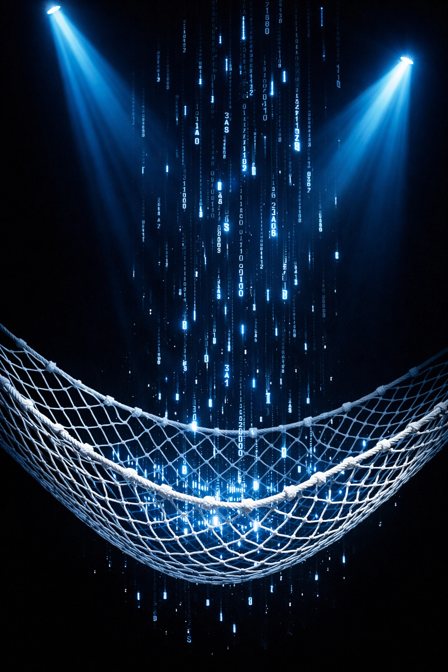 Safety net catching digital data representing website backup and security services