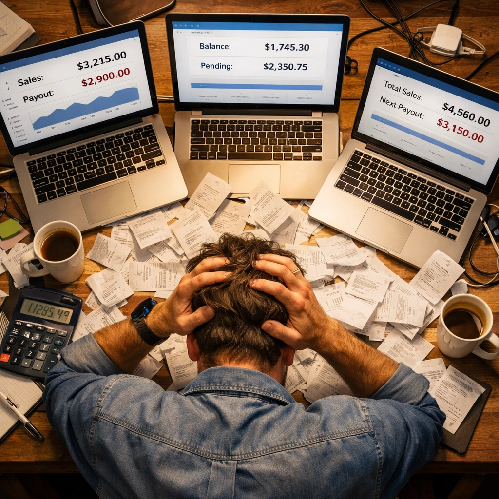 Small business owner struggling with payment reconciliation across multiple processor dashboards