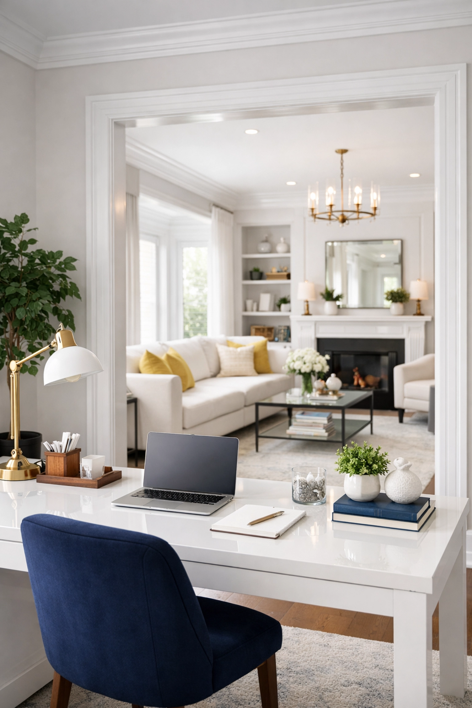 Impeccably clean home office and living area in Marlborough showing professional residential cleaning results.