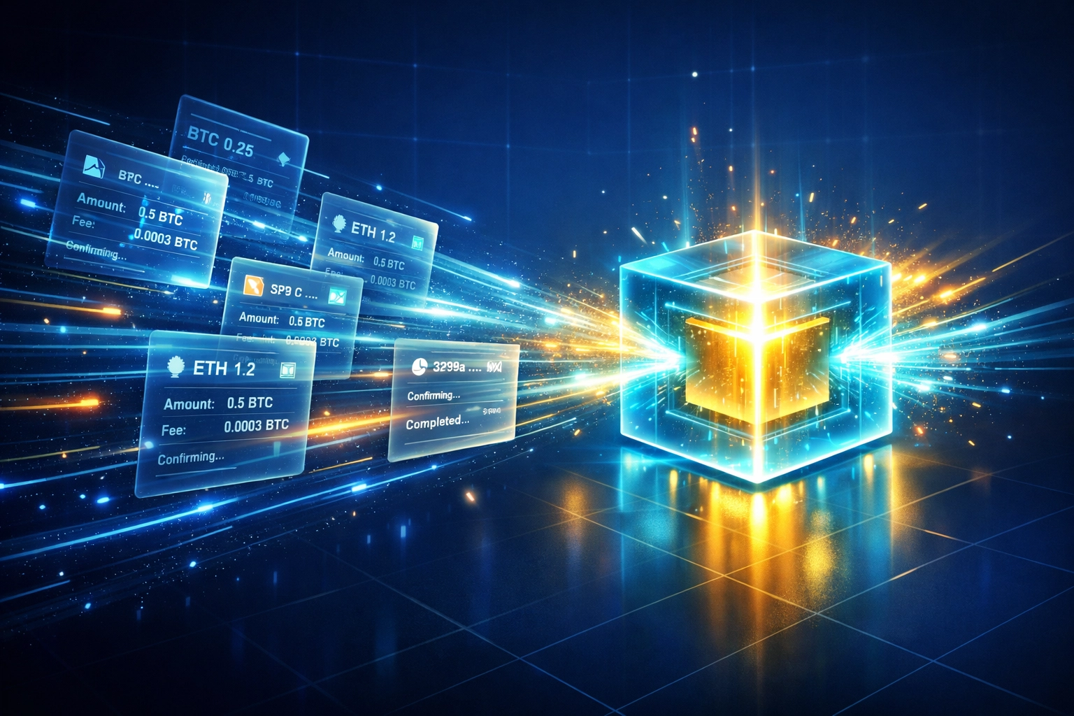 Cryptocurrency batch processing consolidating multiple transactions into blockchain for lower merchant fees