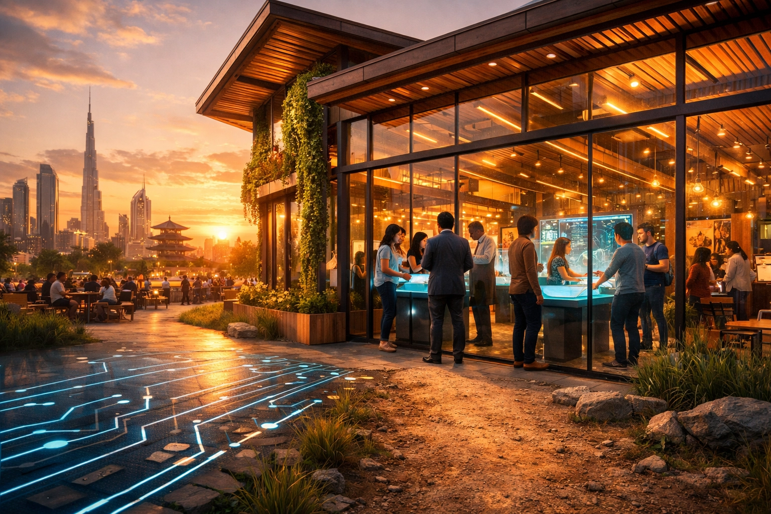 Modern eco-friendly community hub bridging Web3 payments with real-world social impact and global relief.