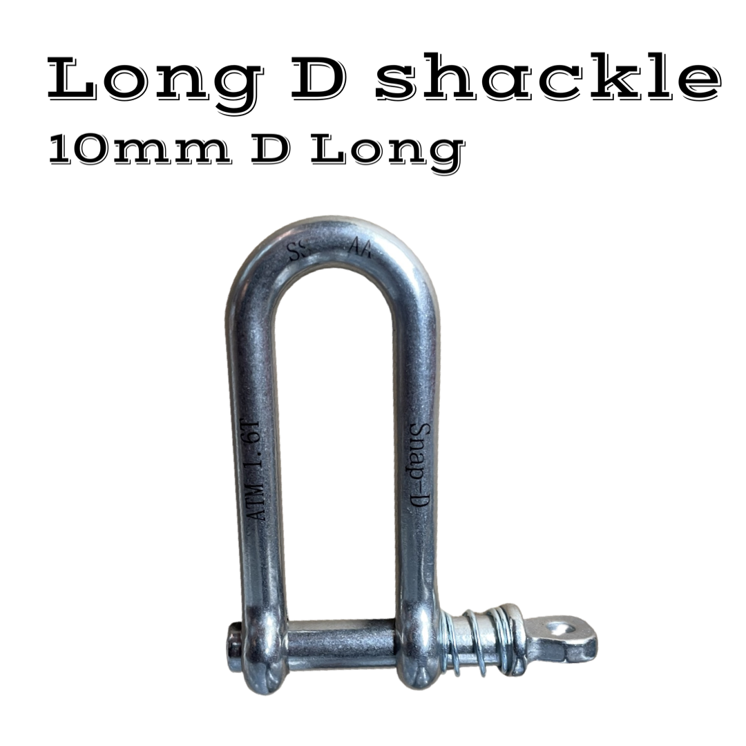 Macro close-up of real Snap-D shackle compliance markings (ATM / AE SS) laser-engraved on 304 stainless steel