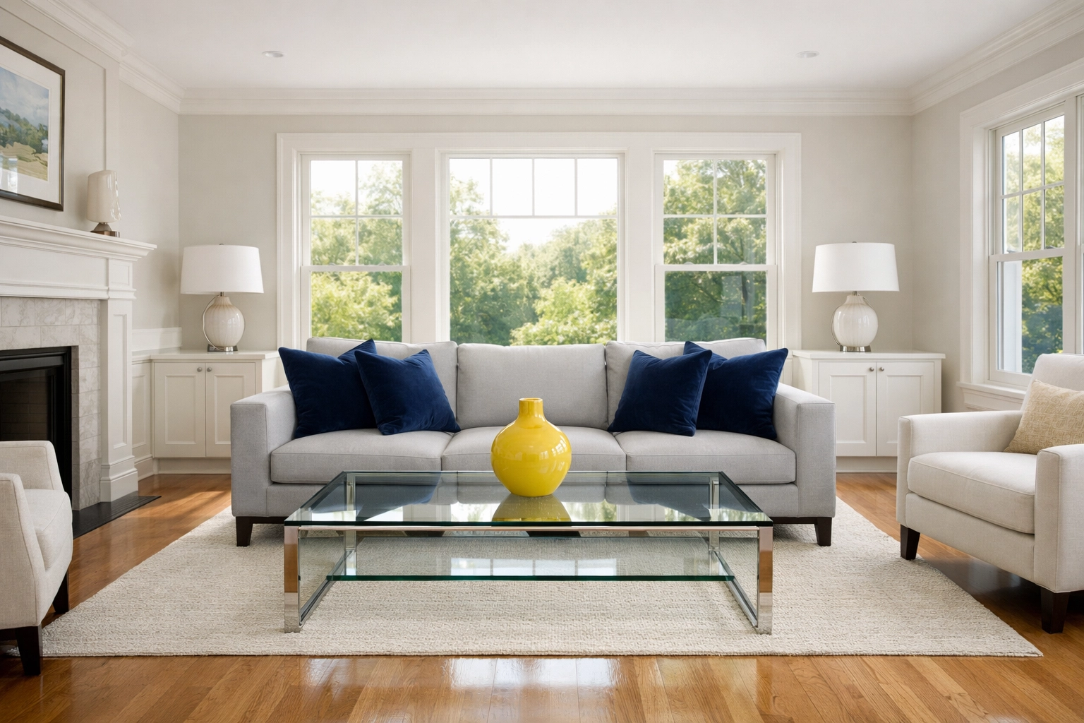 Decluttered living room in Leominster showing how do I prepare my house for cleaners.