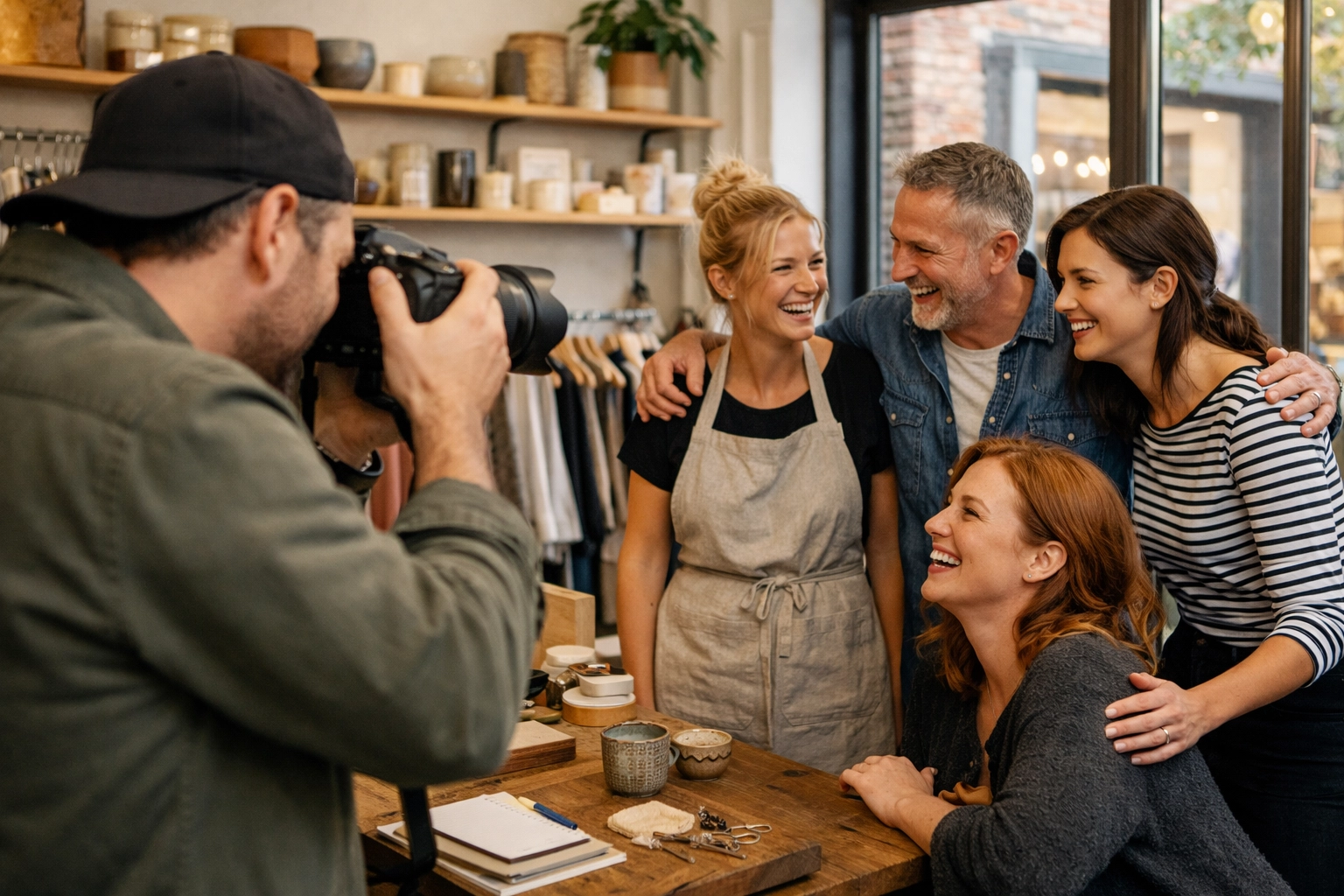 Staff photo being taken in Chester to provide high-quality visual content for a Google Business Profile.