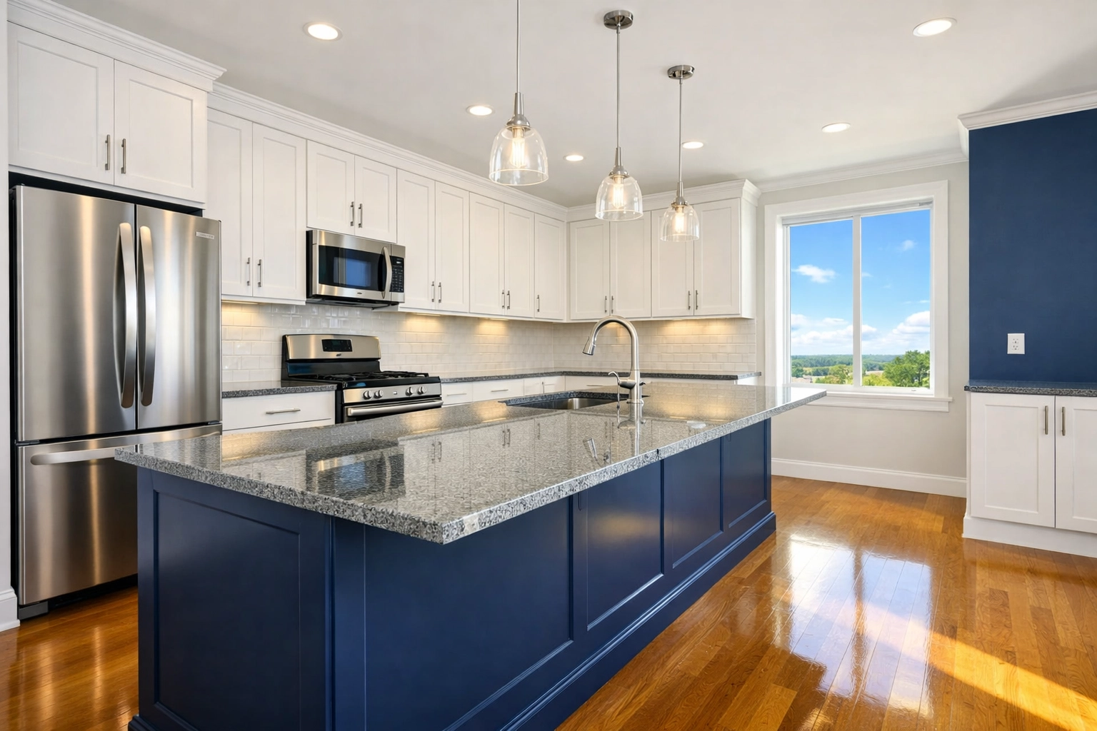 Spotless modern kitchen in a Leominster apartment after a professional move-out cleaning service.