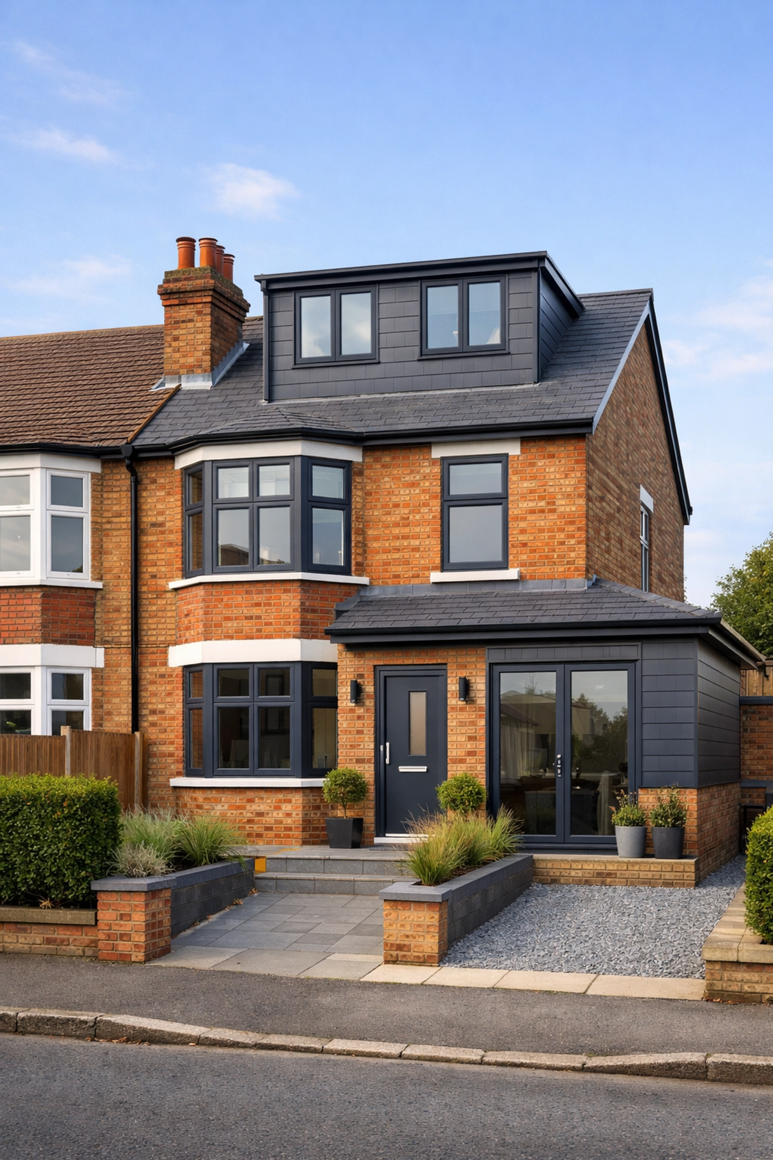Professional HMO conversion of a London semi-detached house featuring a modern loft extension and ground floor addition.