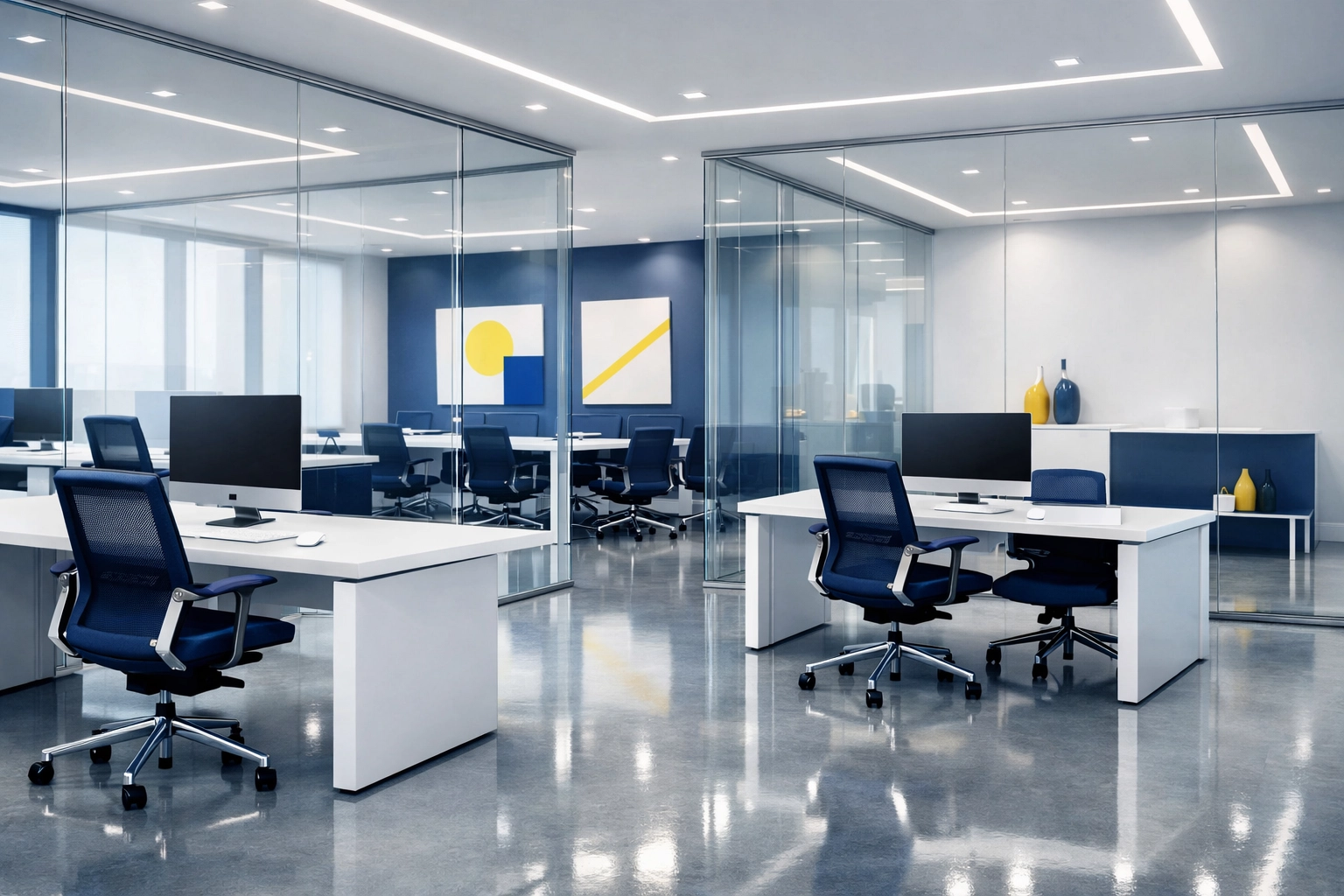 A pristine, modern office space showcasing expert commercial and house cleaning Franklin capabilities.