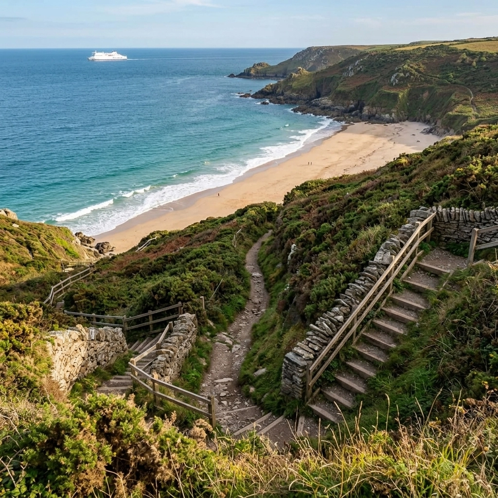 Steep path to Lantic Bay