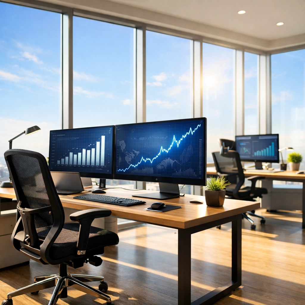 Modern office interior showcasing business equipment relevant for 2026 IRS depreciation tax credits.