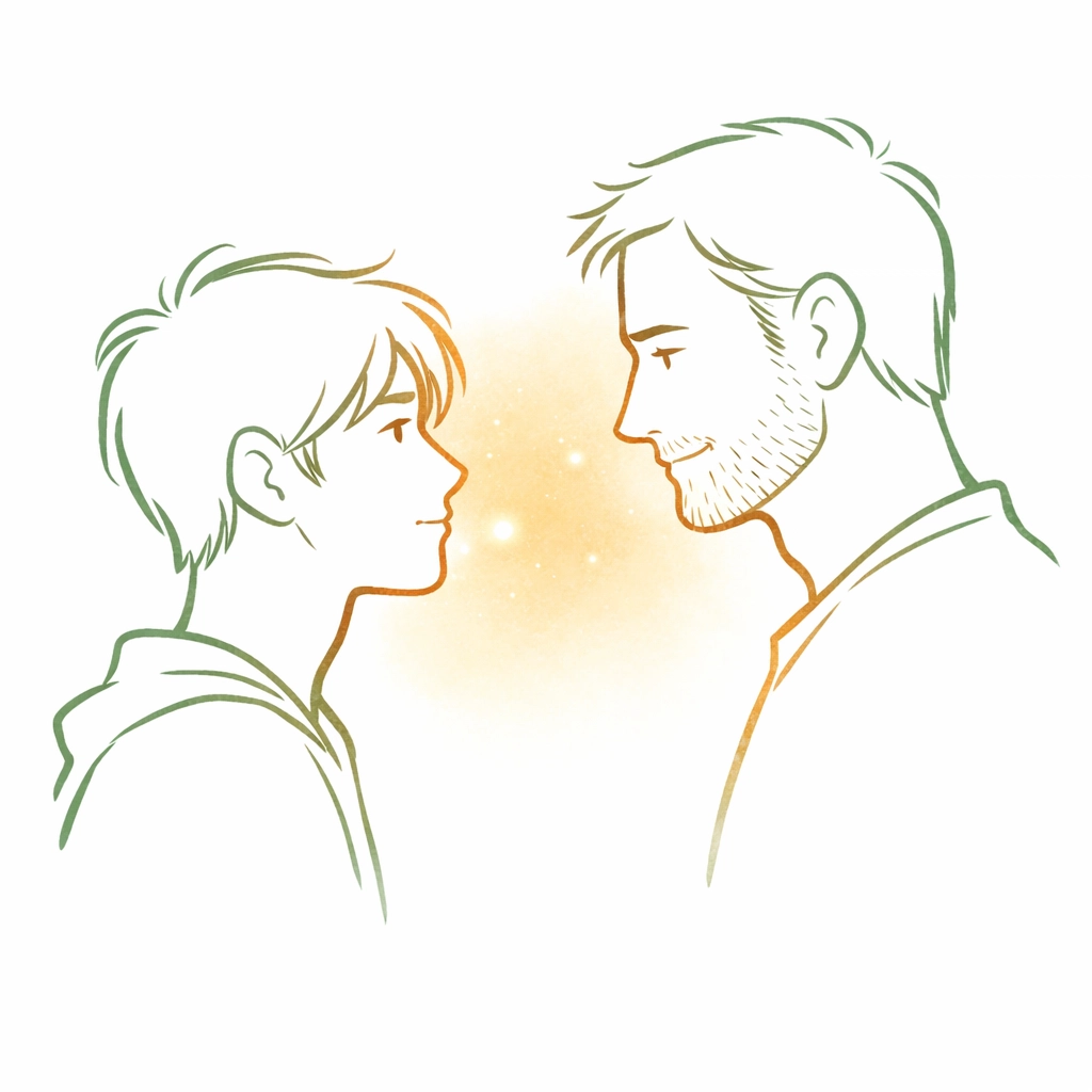 Gay teen and step-father connecting over shared male-male desire experience in blended family