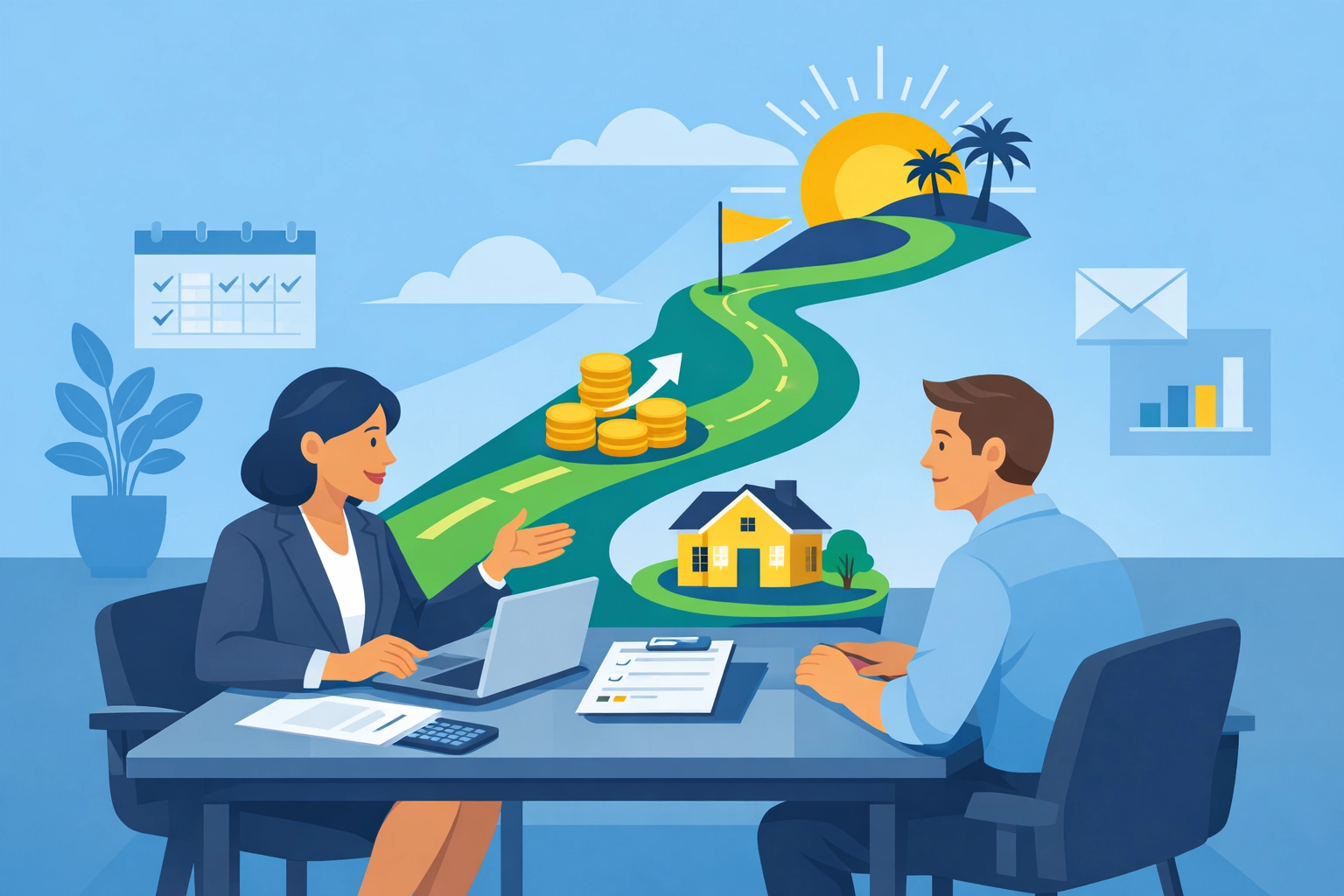 New Haven tax advisor and client collaborating on a strategic tax planning roadmap for future financial goals.