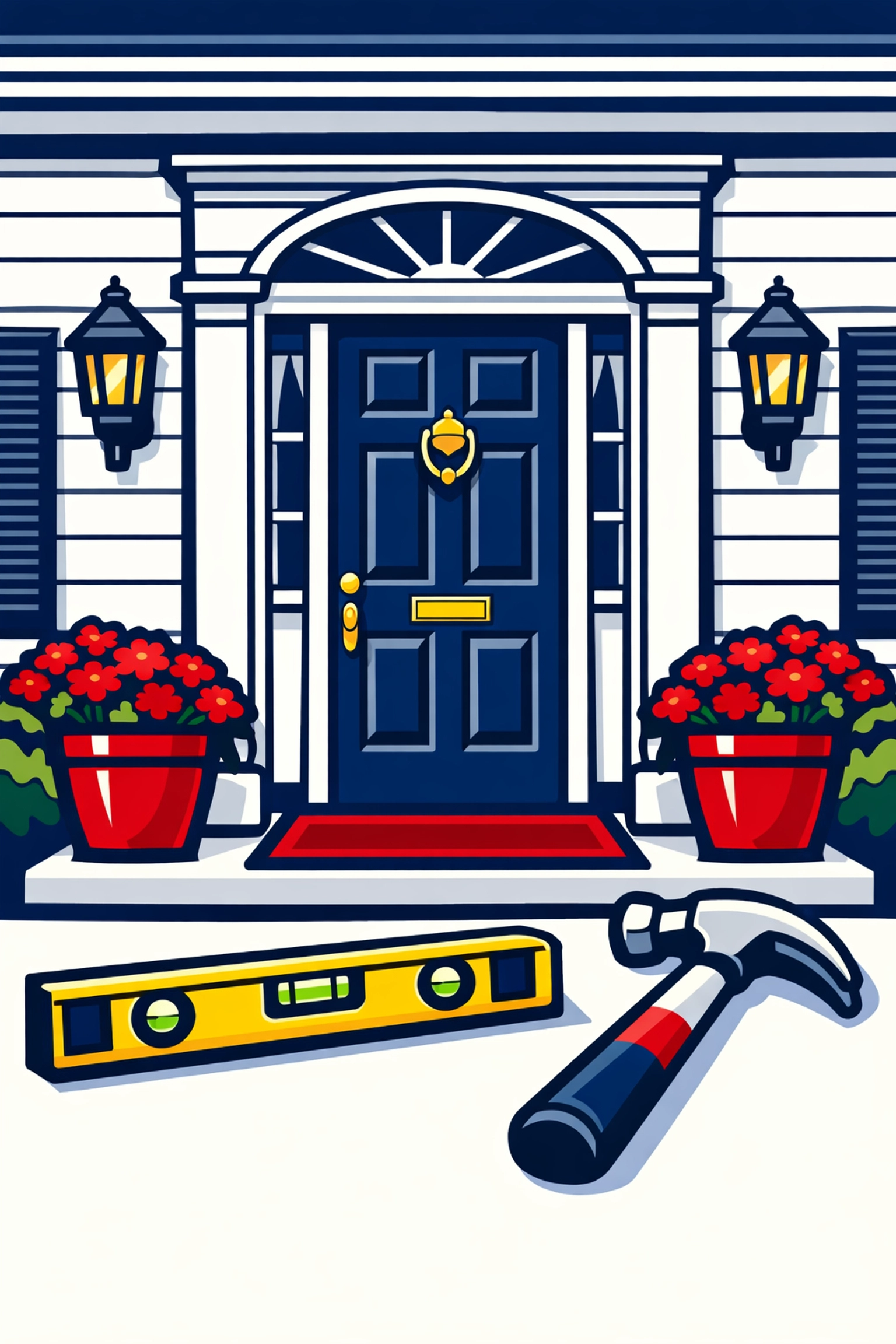 Classic New England entryway showing professional trim repair and improved curb appeal.