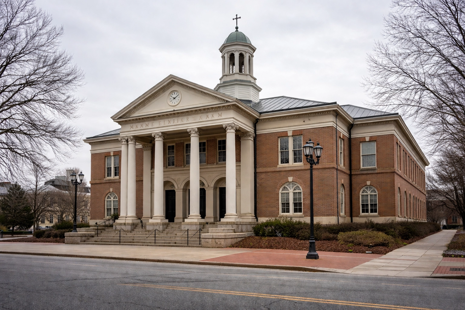 Historic Fredericksburg courthouse at sunset, symbolizing local authority and divorce law expertise in Virginia