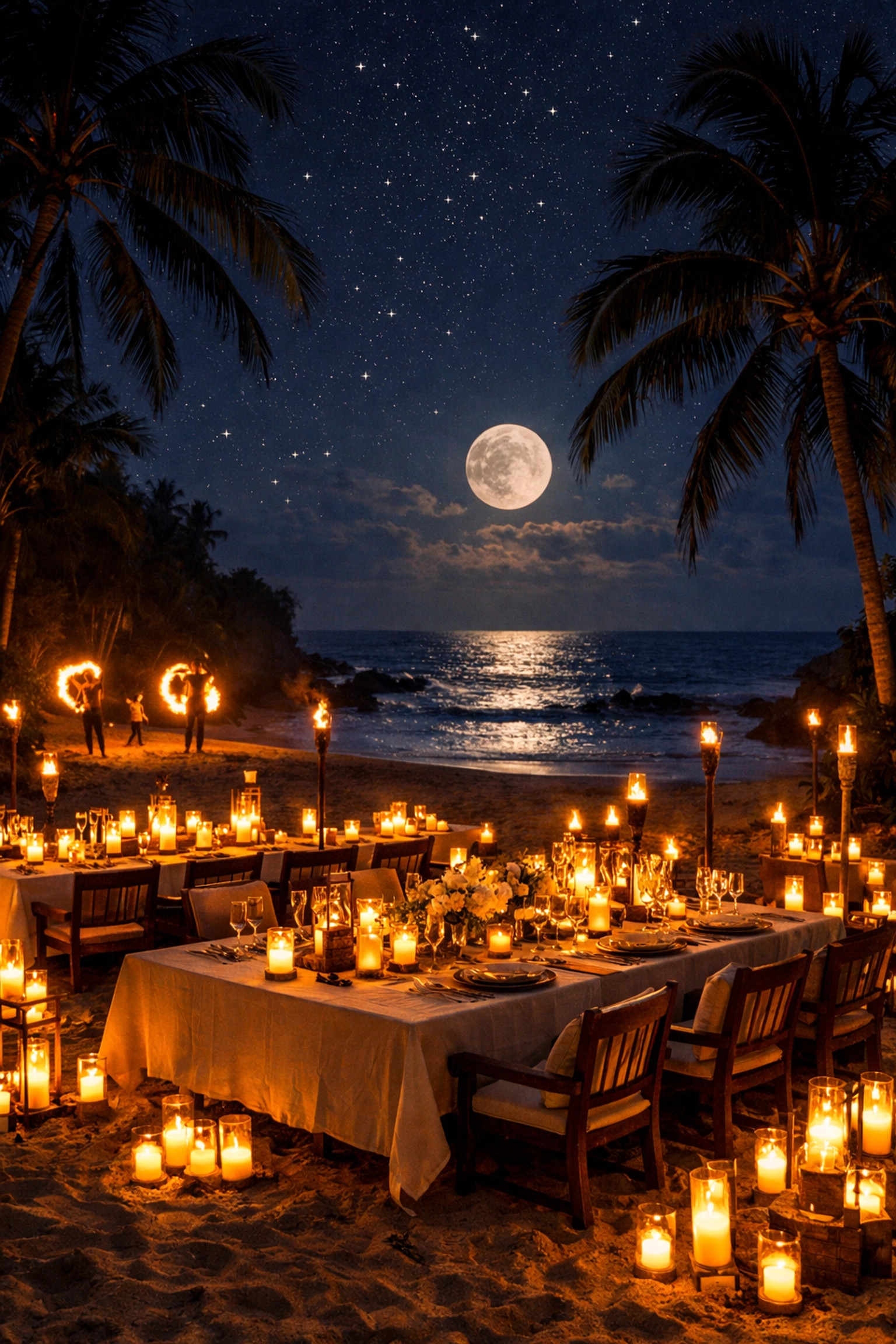 Romantic candlelit beach dinner in Puerto Vallarta, part of the enchanting Rhythms of the Night experience