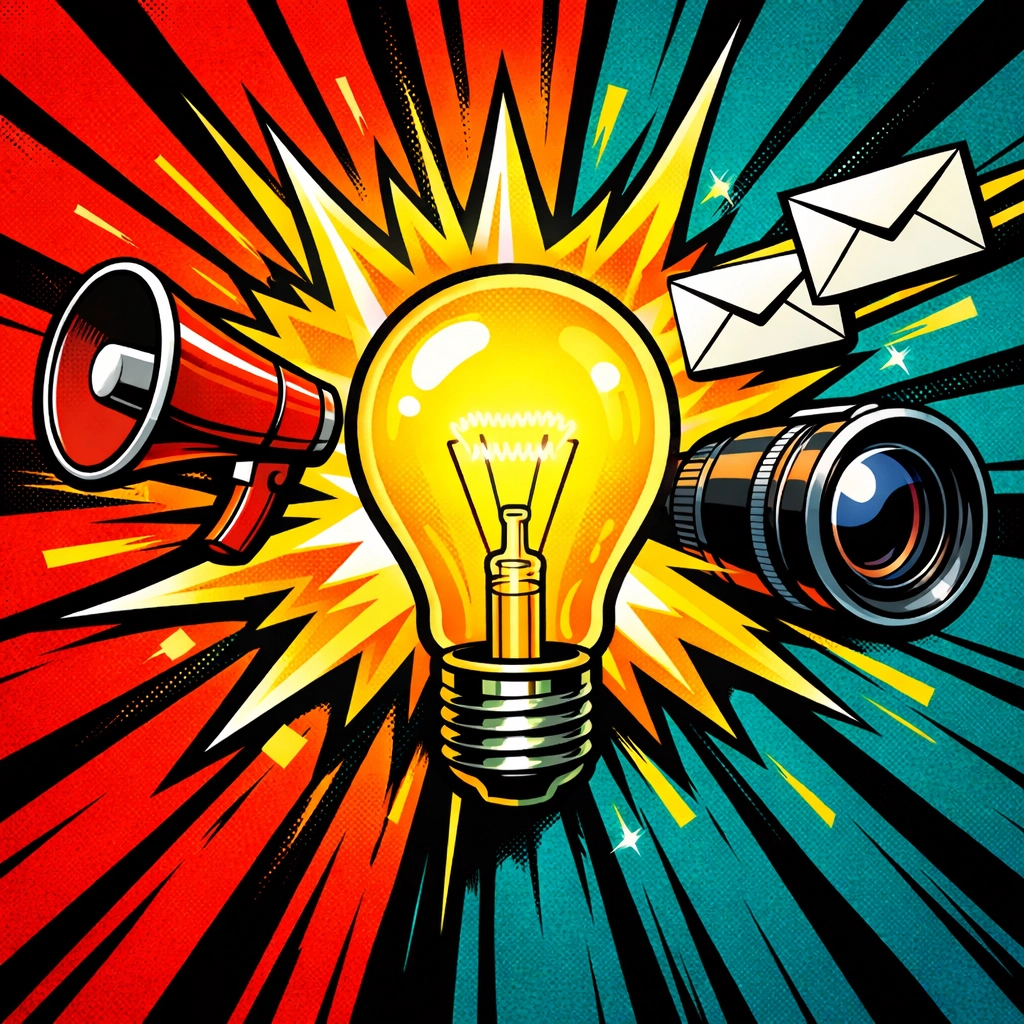 Electric lightbulb multiplying ideas into content using an AI content generator for small business.