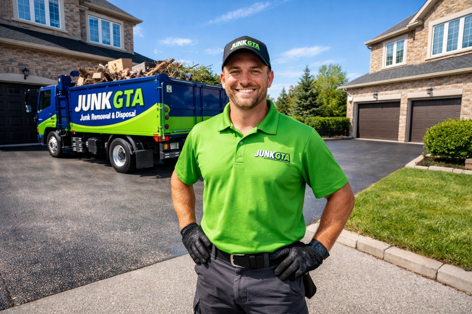 7 Mistakes You’re Making with Outdoor Spring Cleanups in Simcoe County (and How to Fix Them) Clean residential driveway in East Gwillimbury after a professional spring cleanup by the Junk GTA team.