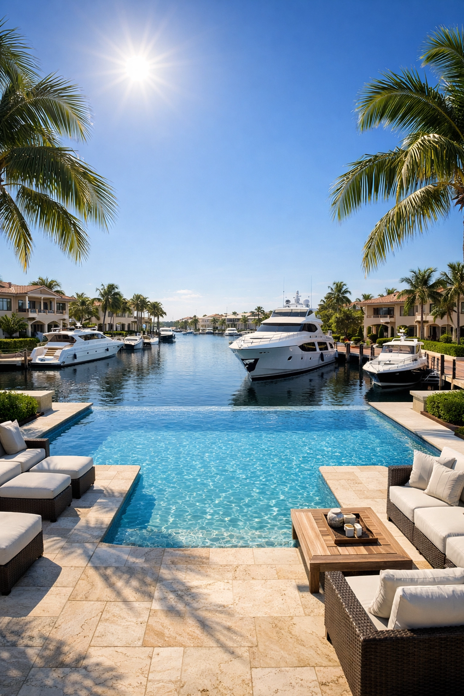 Luxury gated community in Cape Coral with a resort-style pool and private boat marina.