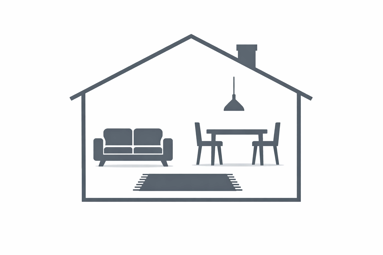 Professional home staging illustration showing furniture placement to help sell my house in Portland Oregon.