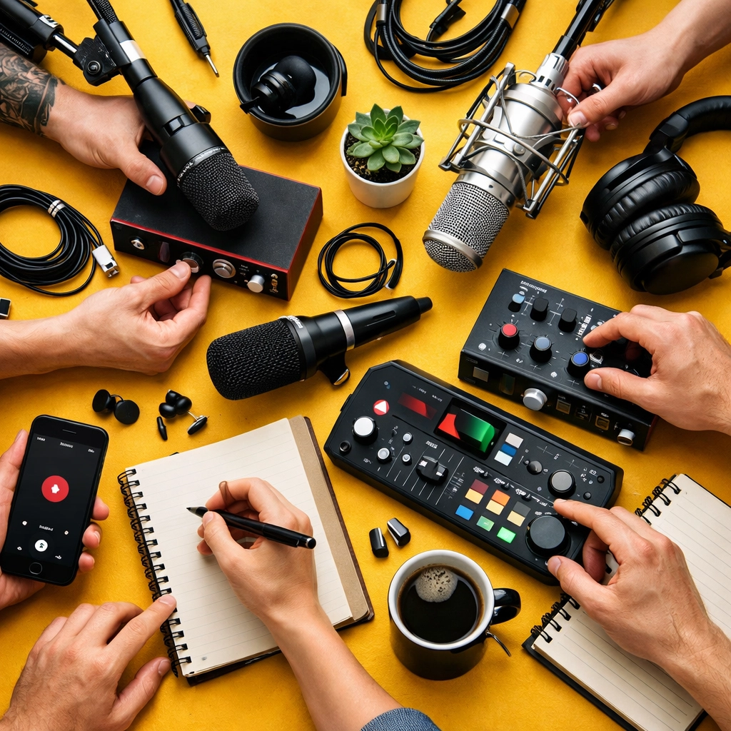 Podcasting equipment and collaboration setup