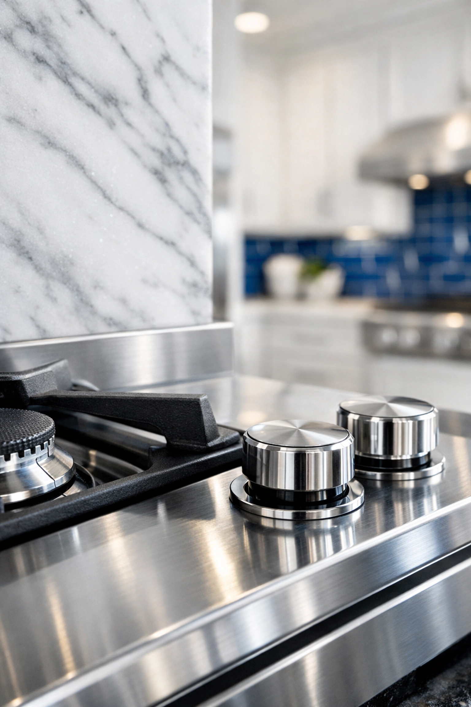 Spotless modern kitchen after deep cleaning in Leominster MA showing a clean stainless stovetop.