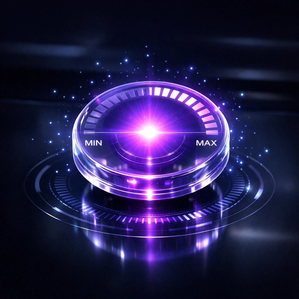 A digital dial showing infinite capacity as a setting for business scaling and automation.