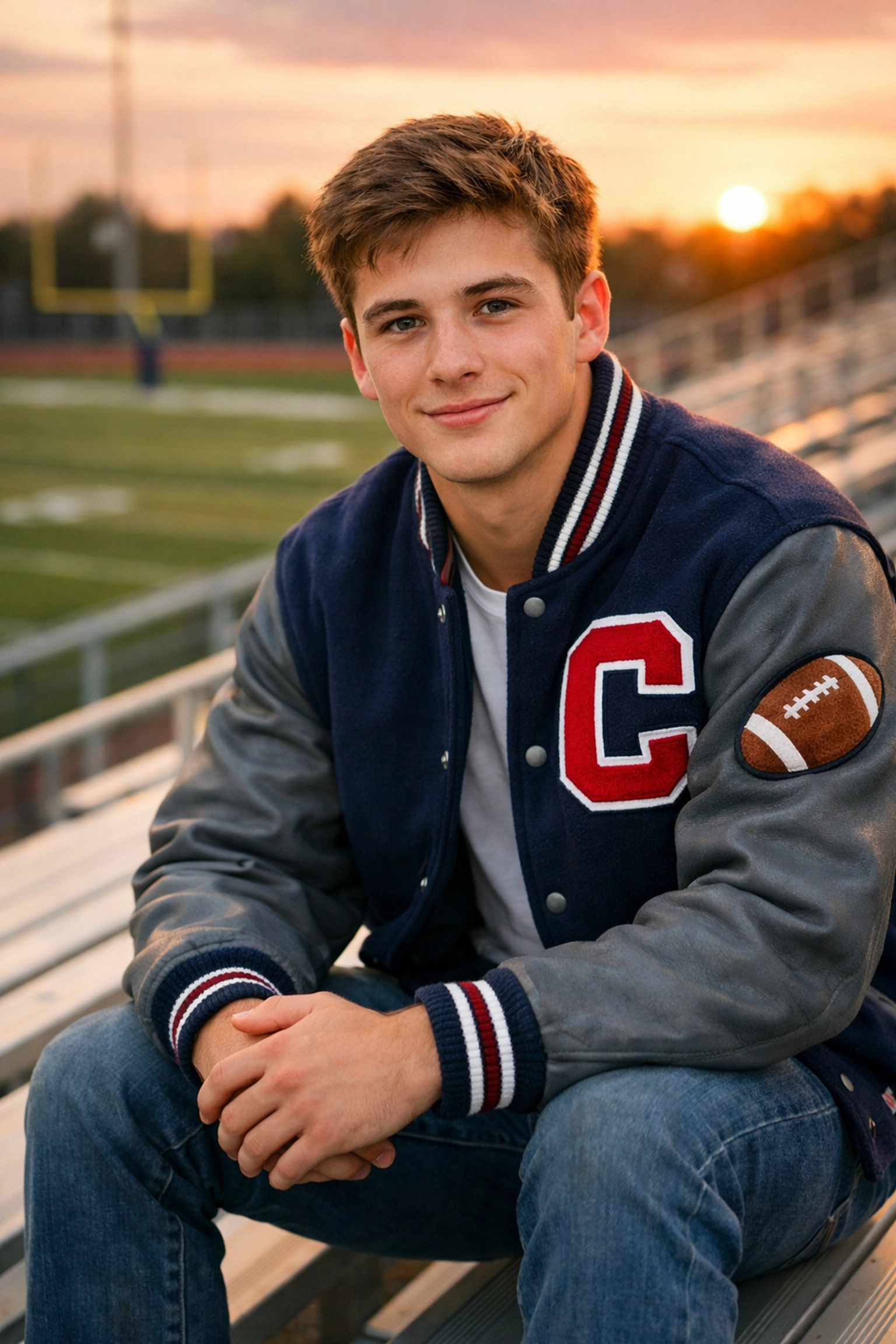 Authentic student-athlete voice on a football field for Super Bowl 2026 NIL marketing campaigns.