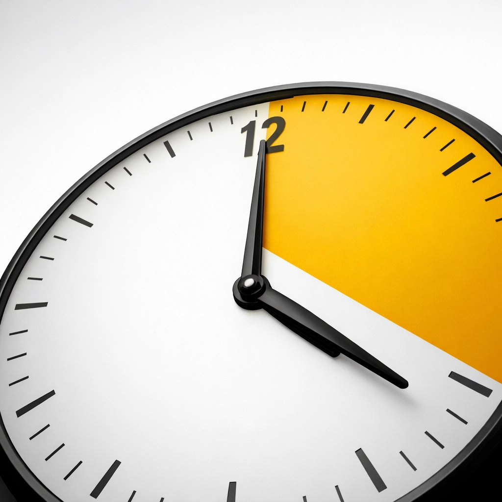 Golden highlighted clock face representing time saved during an AI productivity workshop for corporate teams.