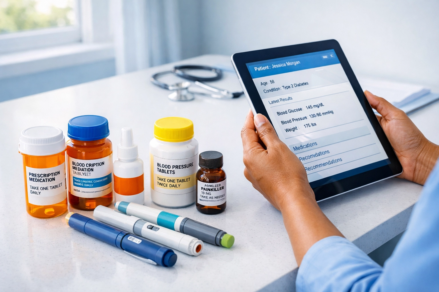 Doctor reviewing GLP-1 alternative medications with patient during weight loss consultation